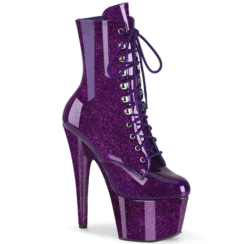 fashionable women’s sandals for summer outfits -ADORE-1020GP Purple Glitter Calf High Boots