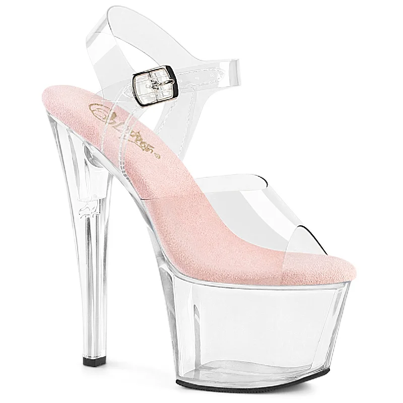 stylish sneakers for women’s city fashion -SKY-308 Clear with Baby Pink Sole Platform Sandals