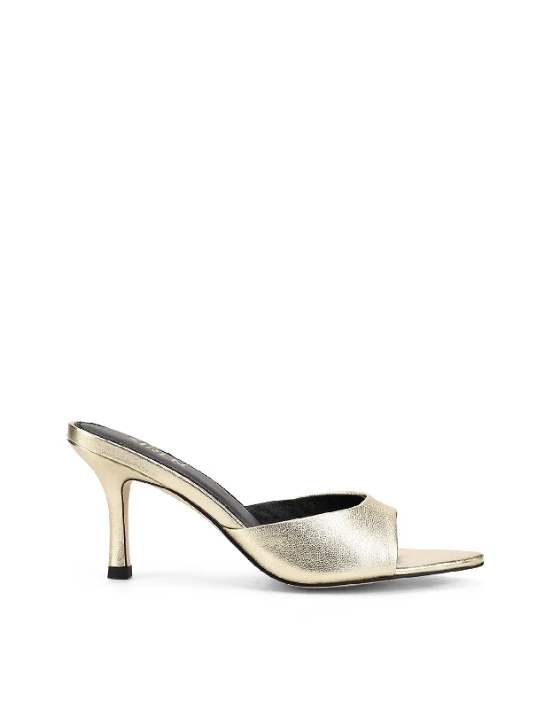 best shoes for women’s winter outfits -Margot Point Toe Mules - Gold Metallic Leather