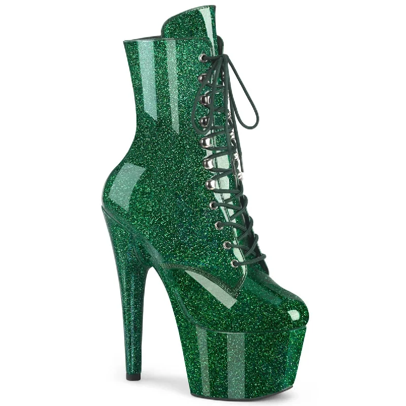 fashionable women’s slippers for lazy weekends -ADORE-1020GP Emerald Green Glitter Calf High Boots