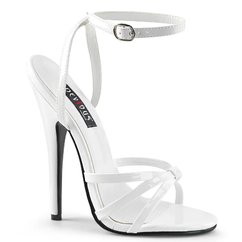 trendy women’s heels for office settings -DOMINA-108 White 6 Inch Heel Sandals