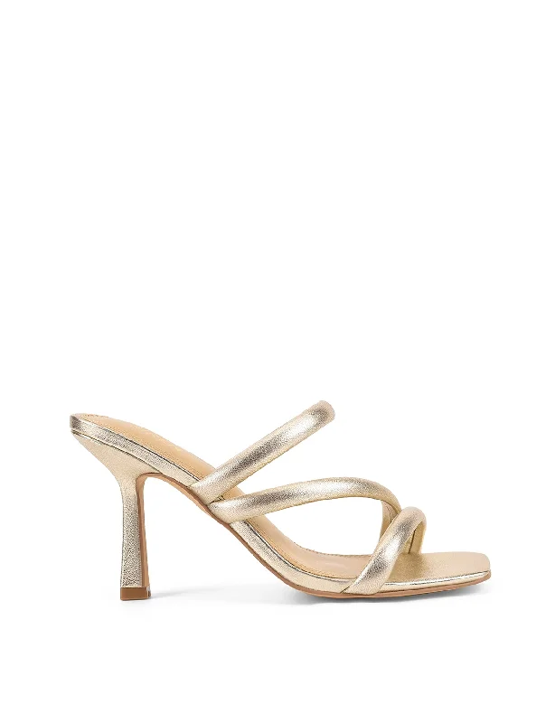 elegant women’s shoes for evening parties -Spence Heeled Sandals - Gold Metallic Leather