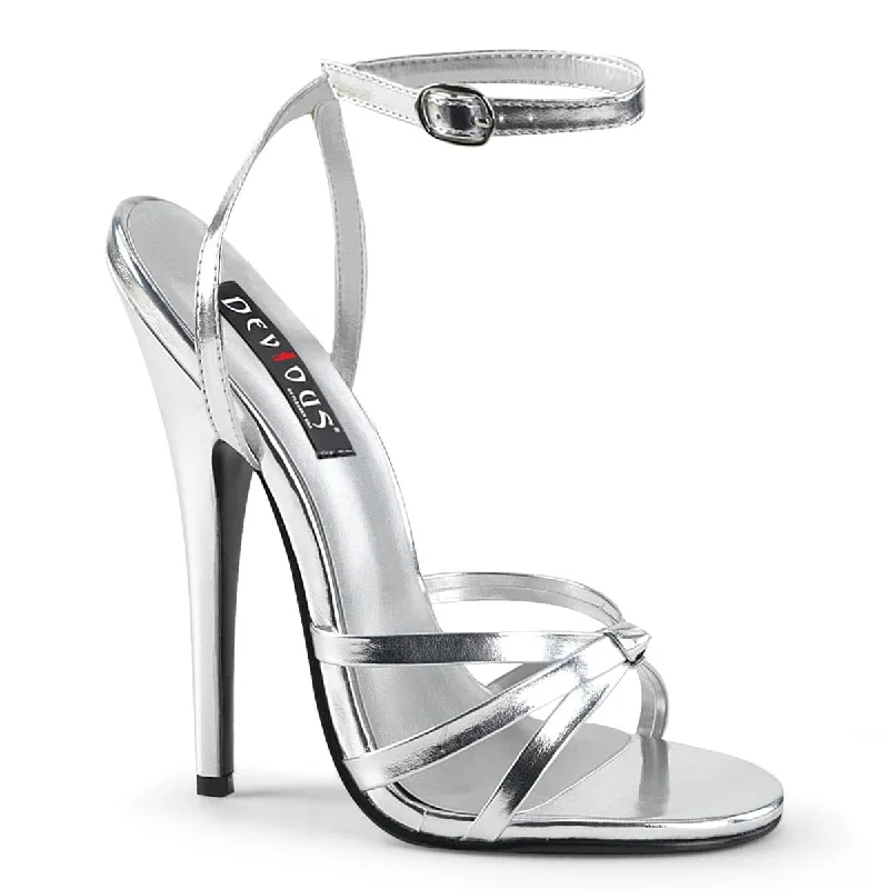 comfortable shoes for women’s summer adventures -DOMINA-108 Silver 6 Inch Heel Sandals