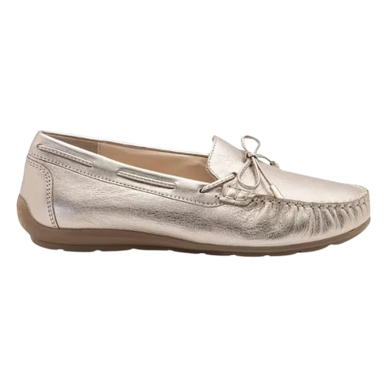 best women’s shoes for formal business attire -Ara Women's Amarillo Driving Moccasin Platinum Metallic Leather