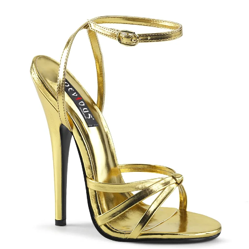 chic shoes for women’s dinner dates -DOMINA-108 Gold 6 Inch Heel Sandals