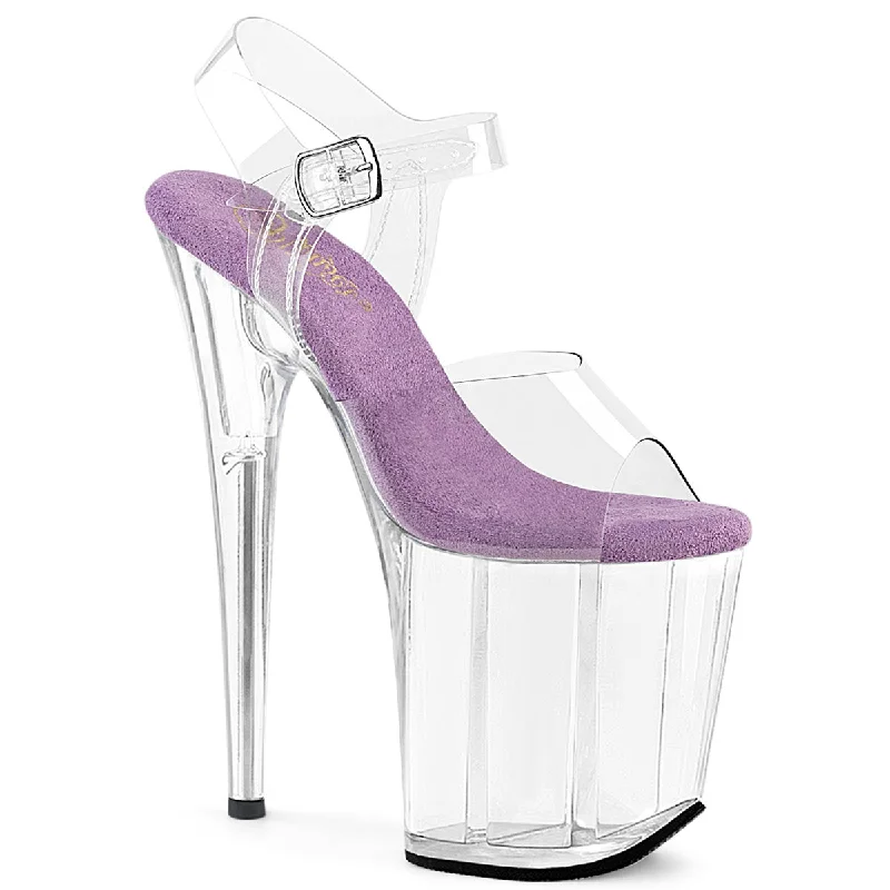 comfortable women’s flats for everyday use -FLAMINGO-808 Clear with Lavender Sole Platform Sandals