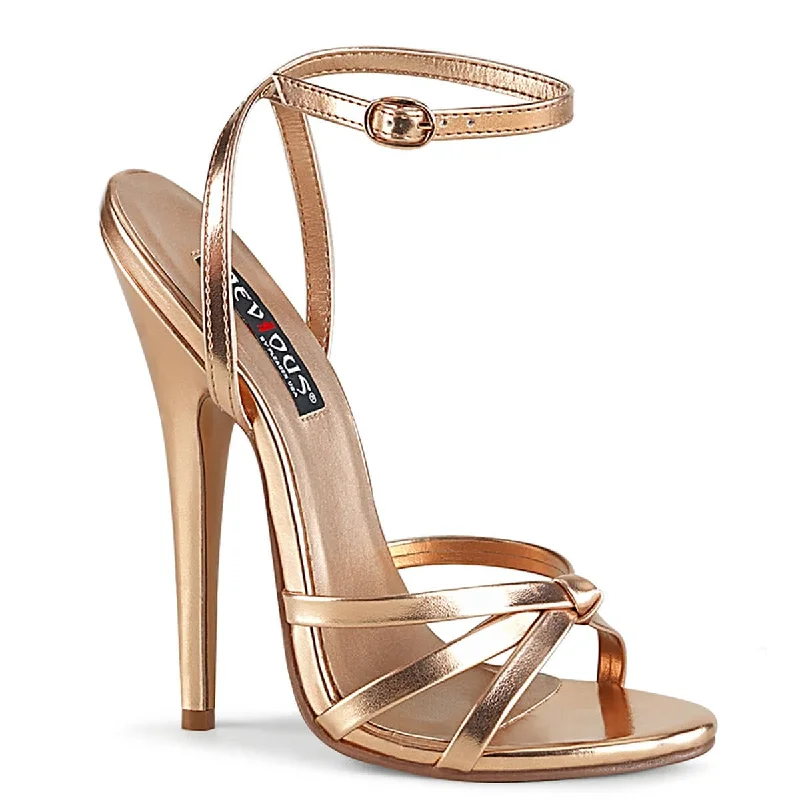 elegant sandals for women’s resort fashion -DOMINA-108 Rose Gold 6 Inch Heel Sandals