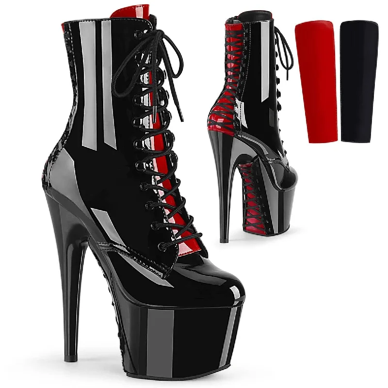 comfortable women’s shoes for all-day wear -ADORE-1020FH Black & Red Calf High Boots