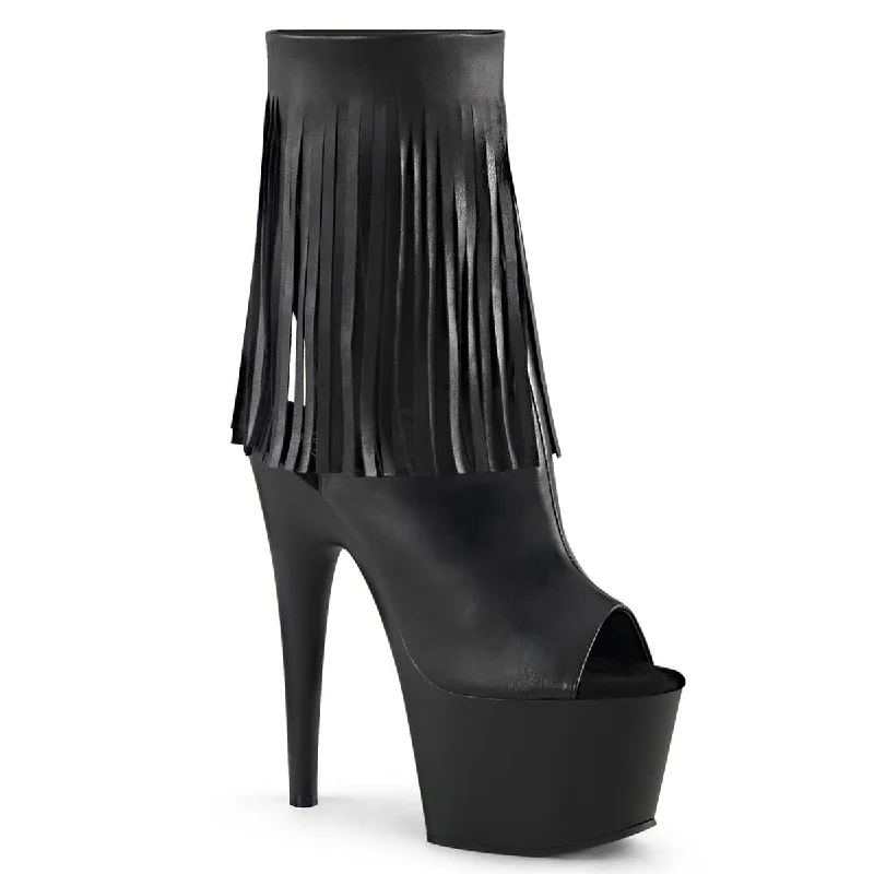 best shoes for women’s summer casual outfits -ADORE-1019 Black Leather Fringed Boots