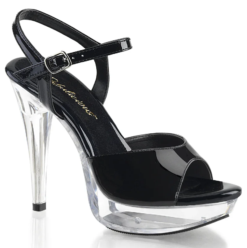 best women’s shoes for standing all day -COCKTAIL-509 Black & Clear Ankle Strap Platform Sandals