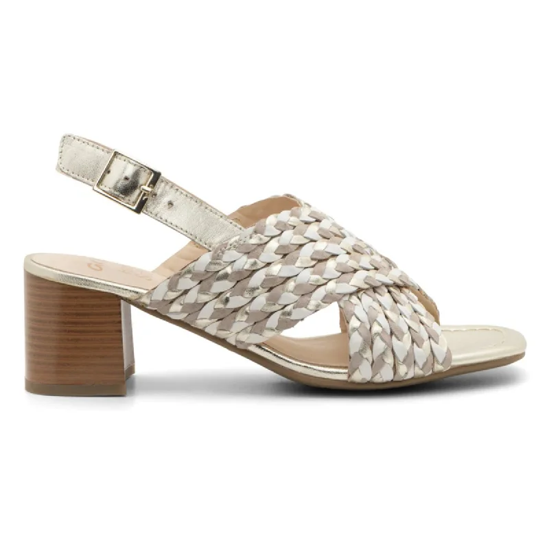 luxury women’s shoes for special events -Ara Women's Benson Sand Metallic Woven Leather