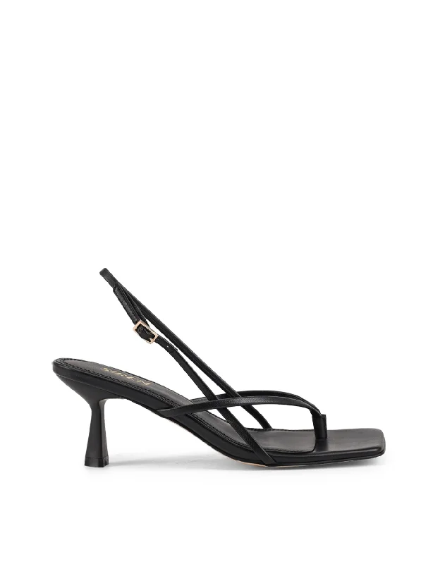 best shoes for women’s casual Fridays -Santorini Strappy Thong Sandal - Black Leather