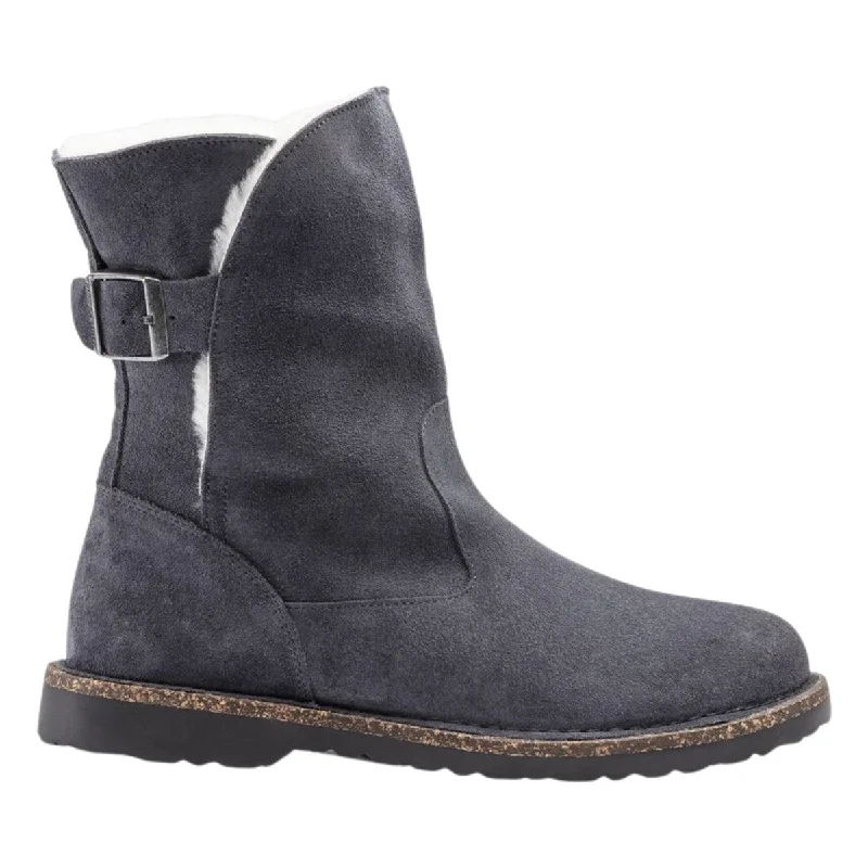 stylish women’s shoes for rainy days -Birkenstock Women's Uppsala Shearling Graphite Suede