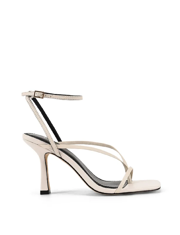 luxury women’s shoes for special events -Spice Strappy Sandals - Chalk White Leather