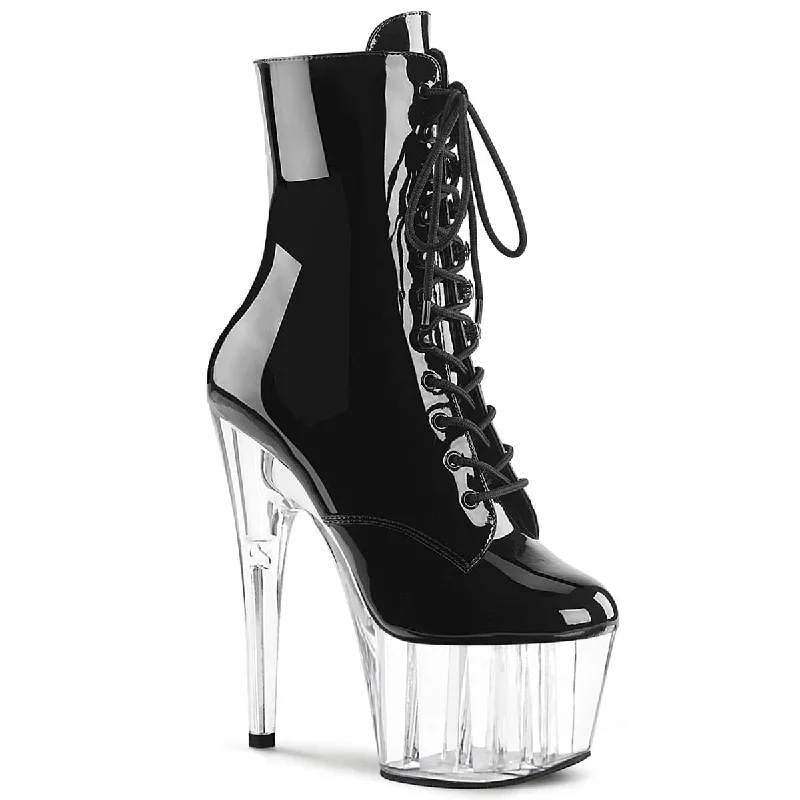 best shoes for women’s casual Fridays -ADORE-1020 Black & Clear Calf High Boots