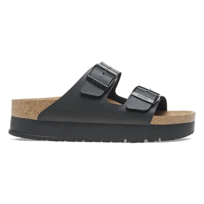 stylish high-top sneakers for women -Birkenstock Women's Arizona Flex Platform Birko-Flor Black