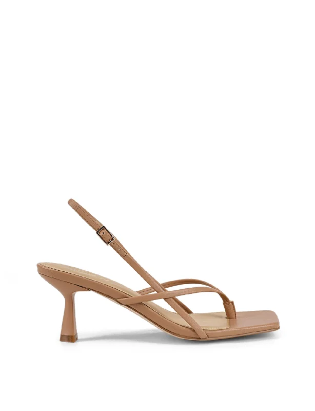 chic women’s dress shoes for formal events -Santorini Strappy Thong Sandal - Almond Tan Leather