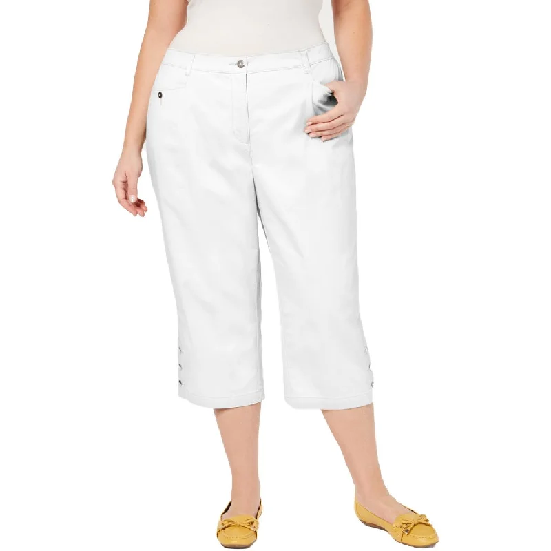 elegant outerwear for women’s evening wear -Plus Womens Tummy Control Comfort Waist Capri Pants