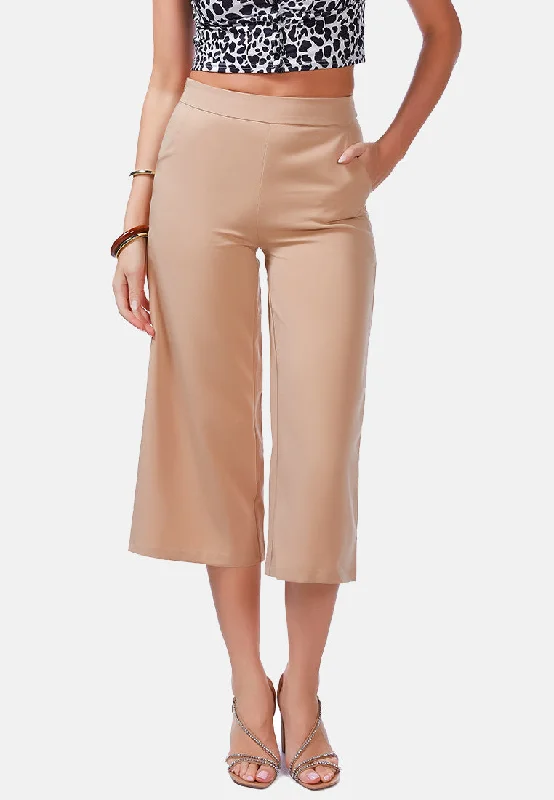 fashionable dresses for women’s brunch events -high rise cropped culottes trousers