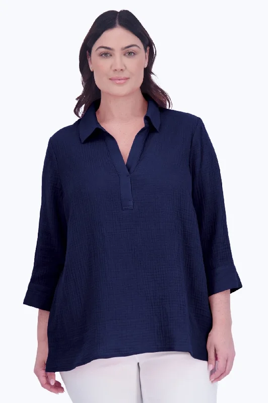 stylish outerwear for women’s fall collection -Sophia Plus Cotton Gauze Popover Shirt