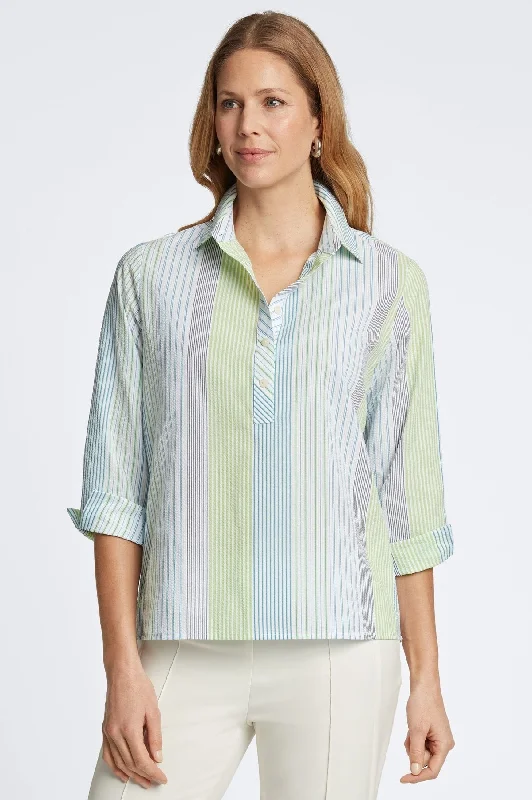 fashionable women’s clothing for all seasons -Therese Seersucker Stripe Popover Shirt