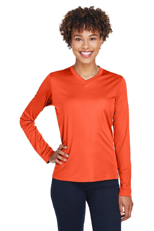 elegant evening dresses for women’s parties -Team 365 Womens Zone Performance Moisture Wicking Long Sleeve Crewneck T-Shirt - Orange