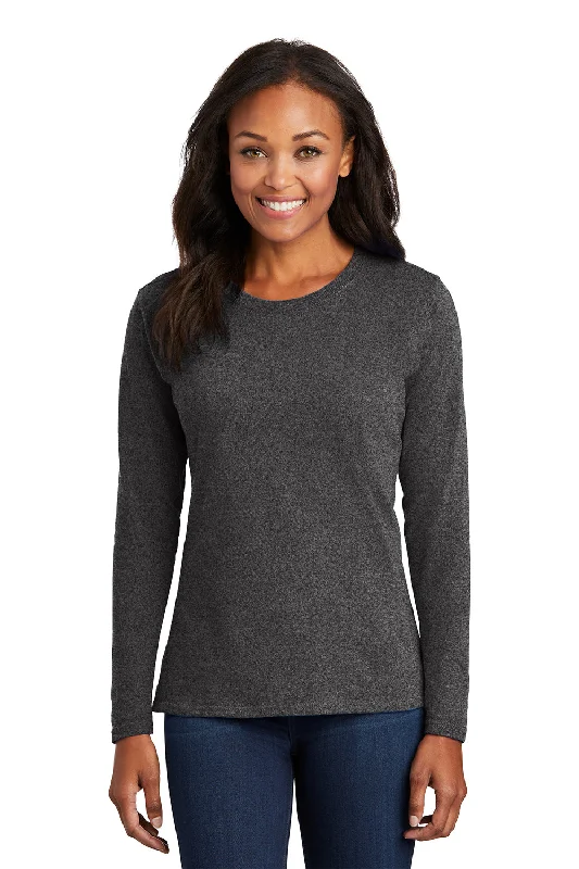 chic clothing for women’s evening gatherings -Port & Company Womens Core Long Sleeve Crewneck T-Shirt - Heather Dark Grey