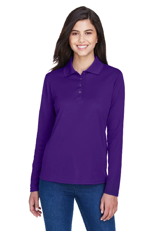 fashionable jumpsuits for women’s special events -Core 365 Womens Pinnacle Performance Moisture Wicking Long Sleeve Polo Shirt - Campus Purple