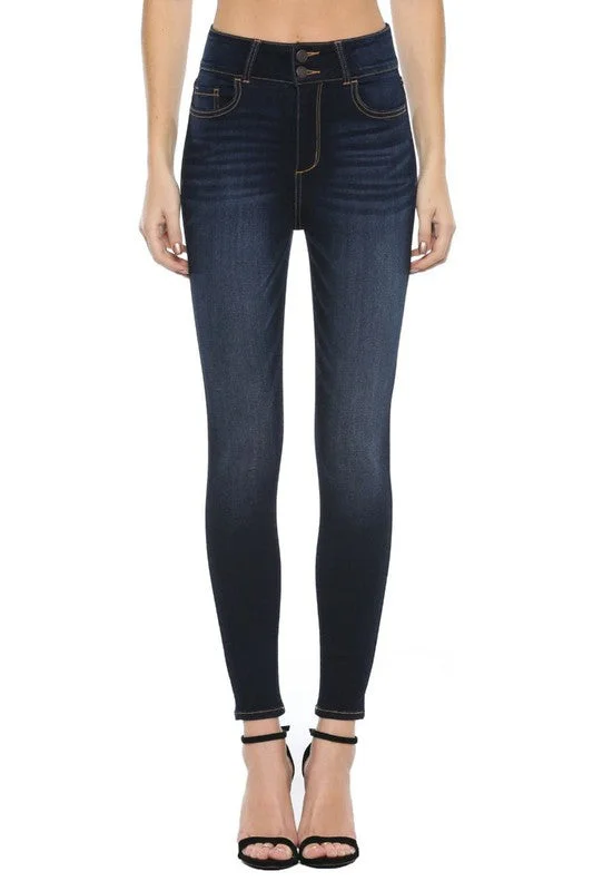 elegant clothing for women’s holiday parties -High Rise 2 Button Denim Skinnies -CELLO / SALE