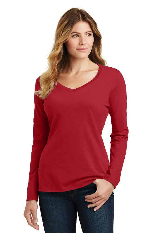 stylish outerwear for women’s fall collection -Port & Company Womens Fan Favorite Long Sleeve V-Neck T-Shirt - Team Cardinal Red