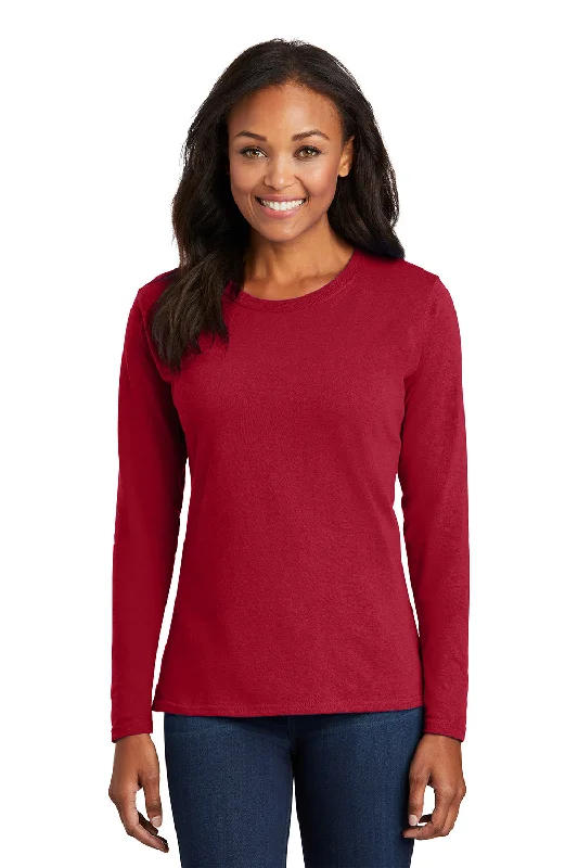 stylish women’s clothing for travel -Port & Company Womens Core Long Sleeve Crewneck T-Shirt - Red