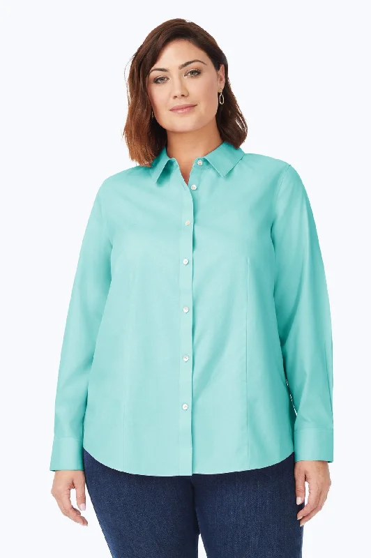 unique fashion styles for women’s office attire -Dianna Plus Pinpoint No Iron Long Sleeve Shirt