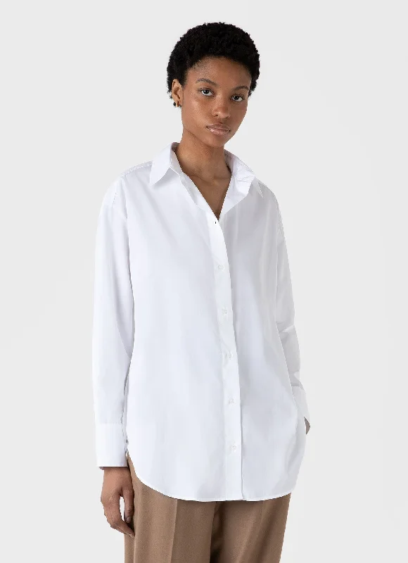 best women’s tunics for everyday fashion -Women's Oversized Poplin Shirt in White