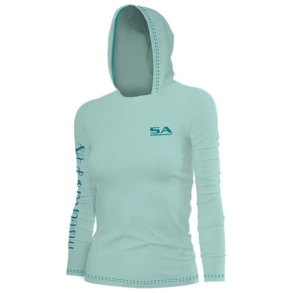 best women’s pants for daily fashion -Women's Hooded Performance Long Sleeve Shirt | Mint | SA Logo