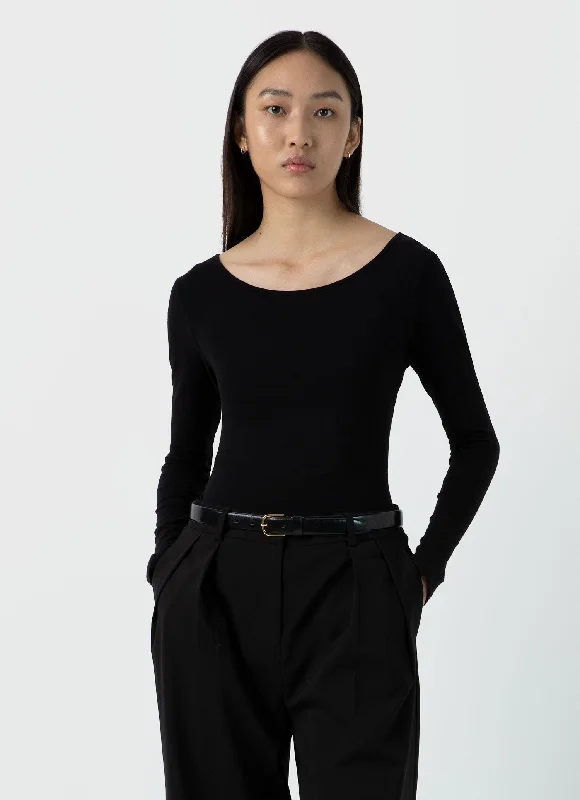 stylish cardigans for women’s office wear -Women's Scoop Back Top in Black