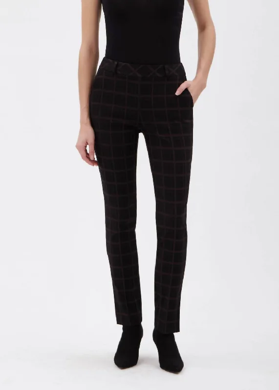 fashionable skirts for women’s spring looks -Cardiff Full Length Slim Pant in Black/Grey Cardiff Plaid