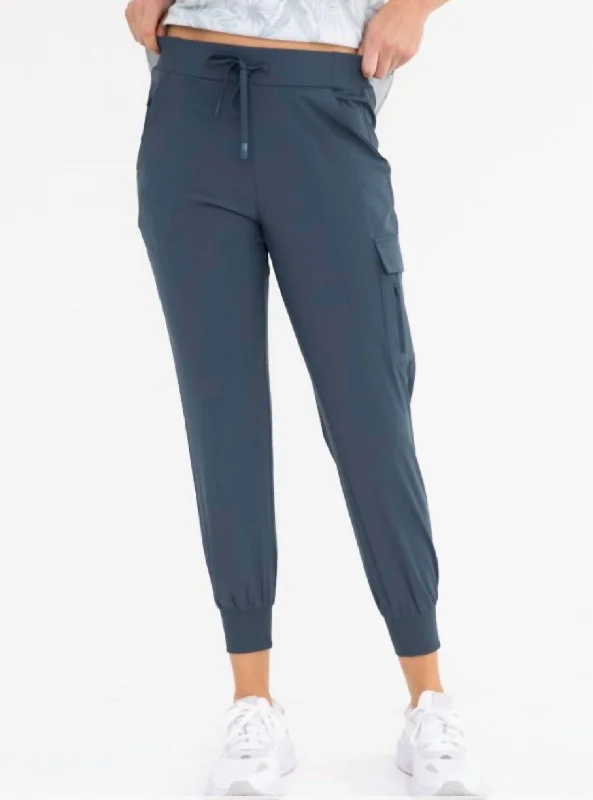 trendy skirts for women’s casual wear -High Waisted Capri Joggers In Slate Blue