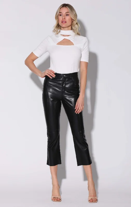 comfortable loungewear for women -Selma Pant, Black - Leather