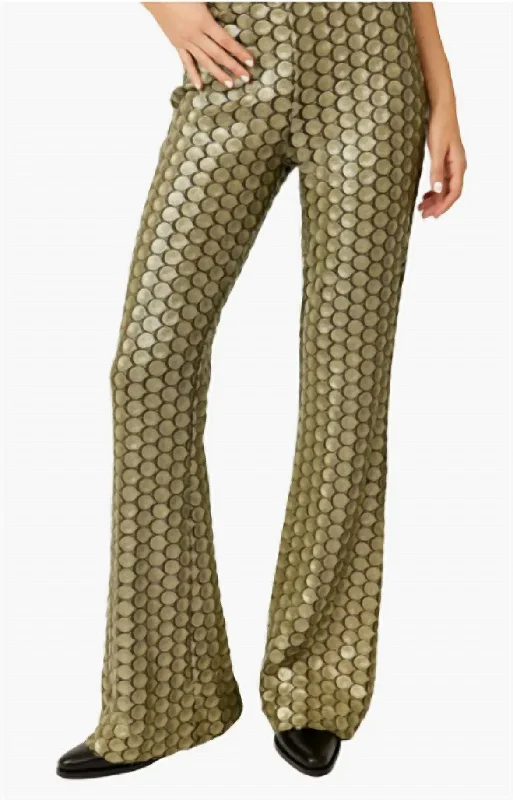 trendy women’s blouses for business attire -Wilder Days Sequins Flare Pant In Rocker Olive