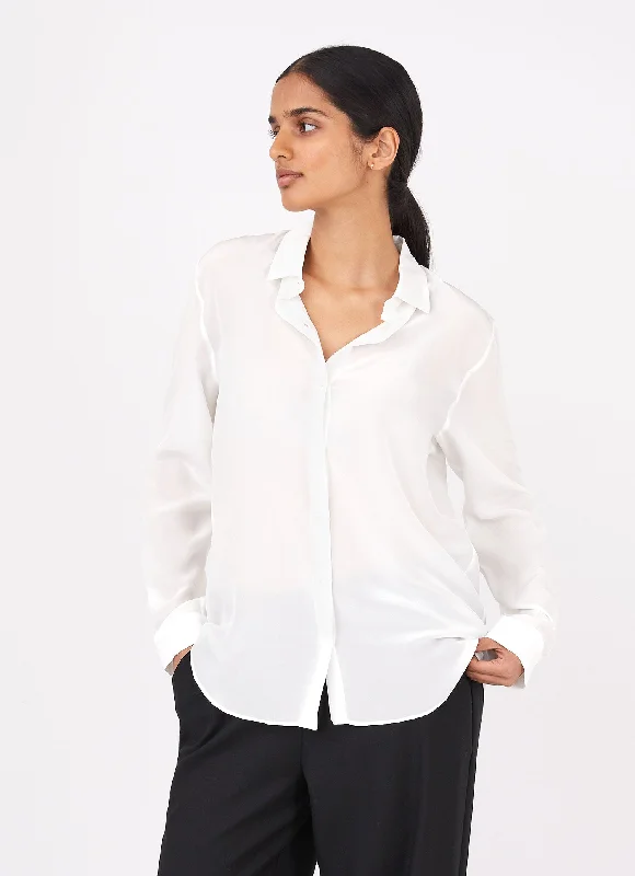 stylish women’s clothing for travel -Women's Silk Blouse in Ecru