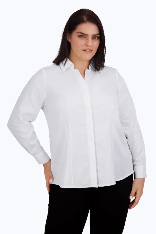 trendy women’s blouses for business attire -Taylor Plus No Iron Pearl Jacquard Shirt