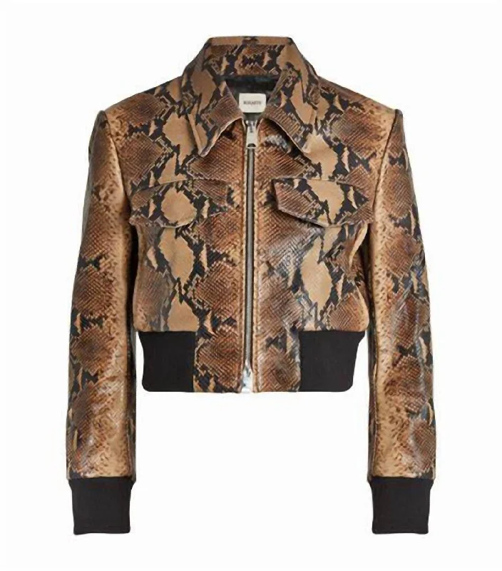 trendy clothing for women’s evening outfits -Hector Jacket In Brown Snake