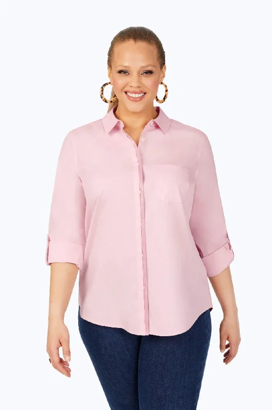 fashionable women’s clothing for every occasion -Charlie Plus Pinpoint No Iron Roll Tab Shirt