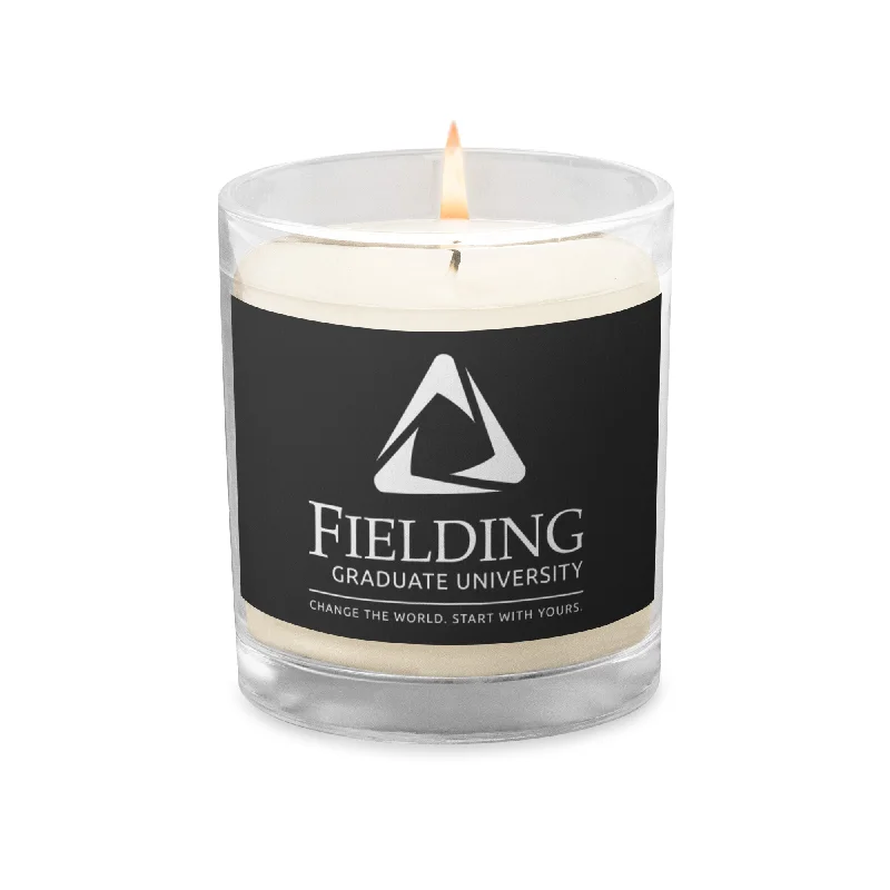 trendy women’s activewear for sports -Glass Jar Soy Wax Candle - Dark Grey | Fielding Logo