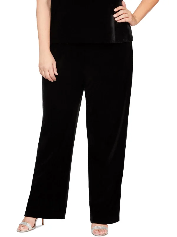 stylish women’s blazers for work outfits -Plus Womens Velvet High Rise High-Waist Pants