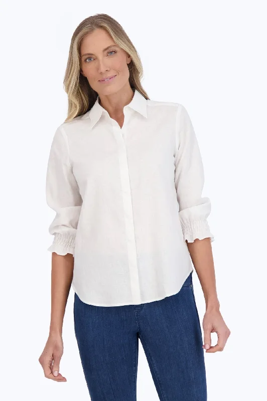 best women’s clothing brands for casual wear -Olivia Easy Care Solid Linen 3/4 Sleeve Shirt