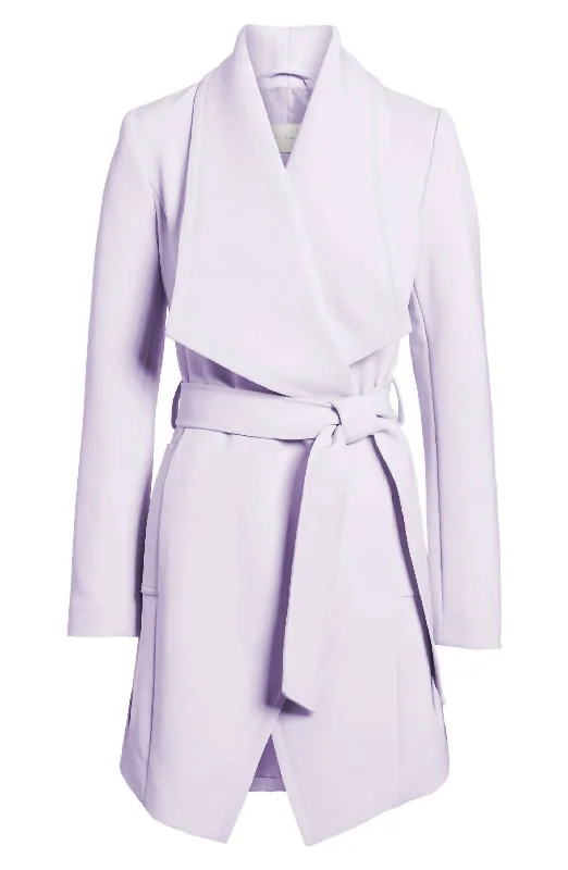 best women’s clothes for professional wear -Abbey Gabardine Belted Trench Rain Wrap Coat Jacket In Purple