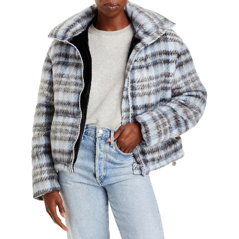 trendy women’s blouses for business attire -Apparis Womens Josh Plaid Faux Fur Lined Quilted Coat