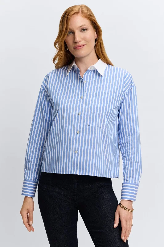 affordable dresses for women’s wedding events -Marina Stretch No Iron Stripe Pocket Shirt