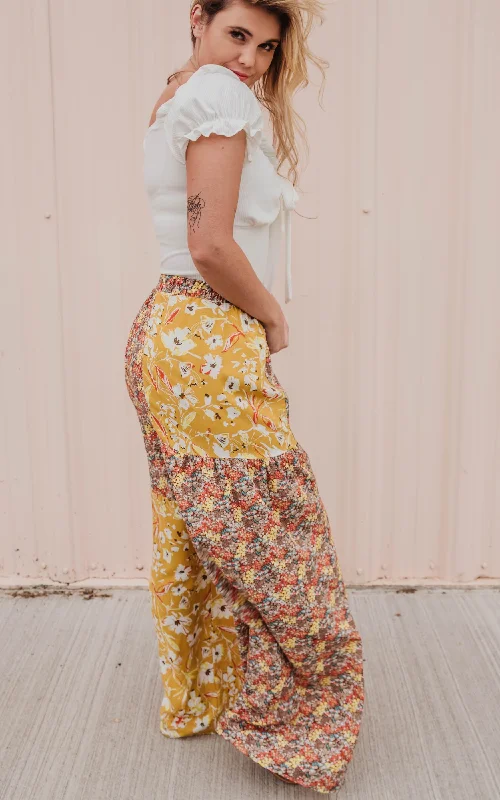 chic dresses for women’s brunch outfits -Boho Floral Patch Palazzo Pants | FINAL SALE*